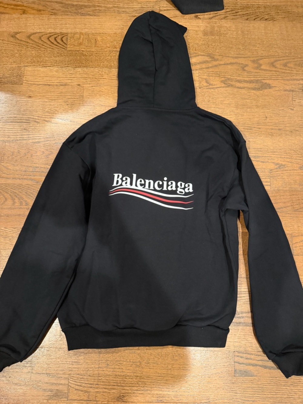 Balenciaga Black Pullover Hoodie with Small Chest Logo - Picture 3 of 5